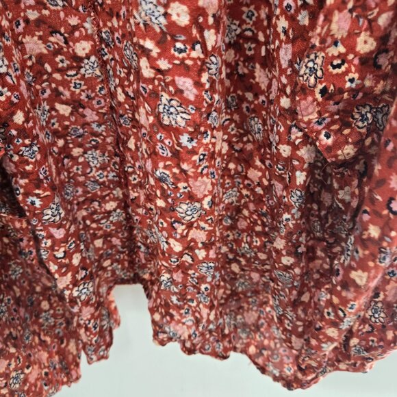 Torrid Red Floral Open Viscose Open Ruana Kimono Boho Cardigan Size 1x/2x - Picture 12 of 15